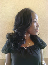 Another satisfied customer showing off her Indian remy hair extensions